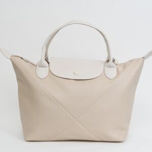 Vegan Leather Cream Weekend‎ Tote w/ Removable Strap